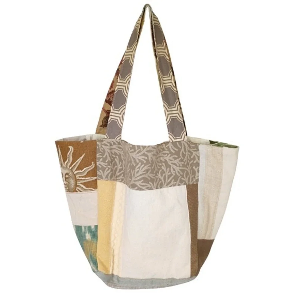 Handmade Reversible Patchwork Artisan Tote Bag‎ Fabric Large By Dorthea
