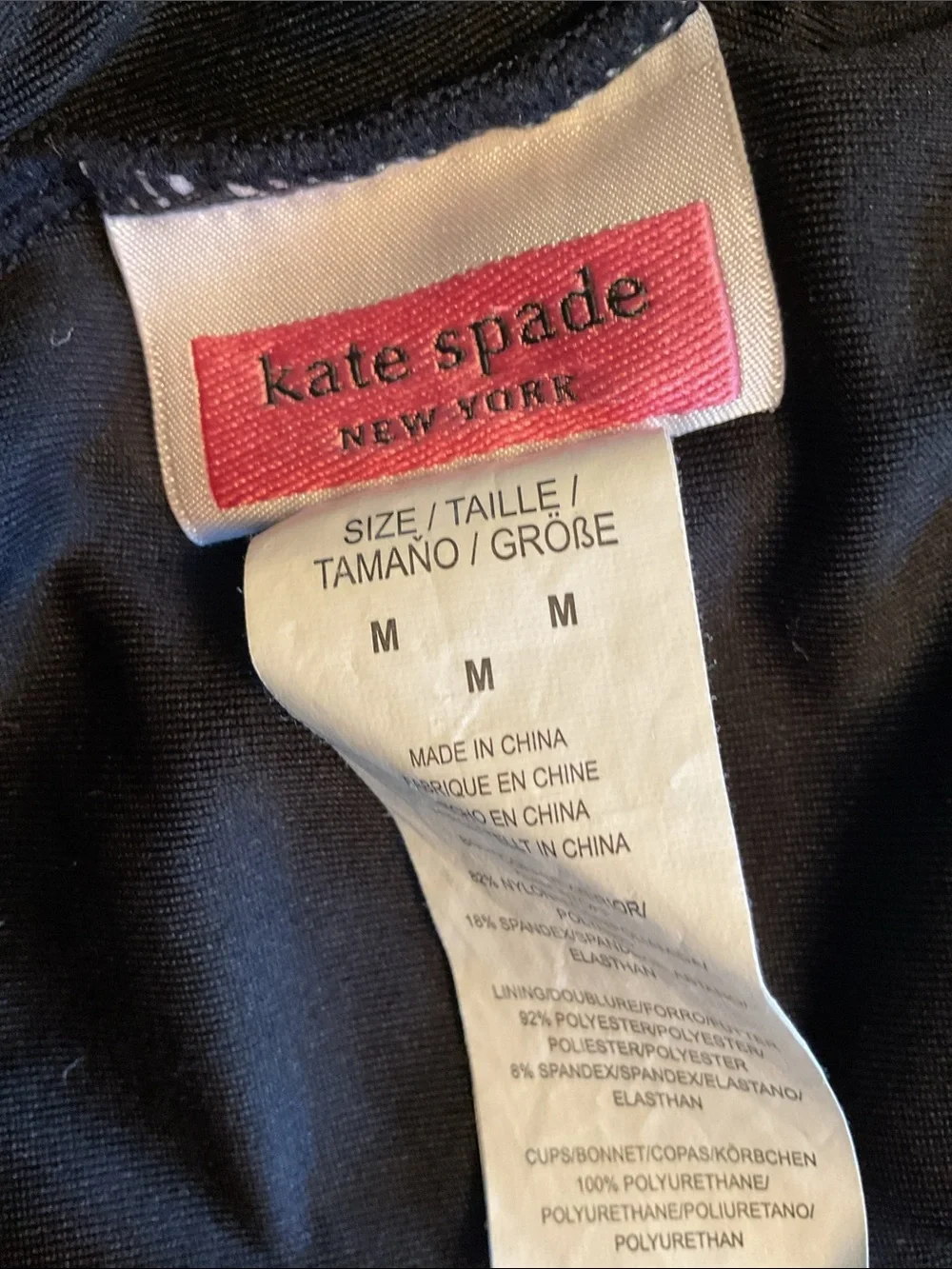 kate spade Black Ribbed One-Piece Swimsuit with Front Zip