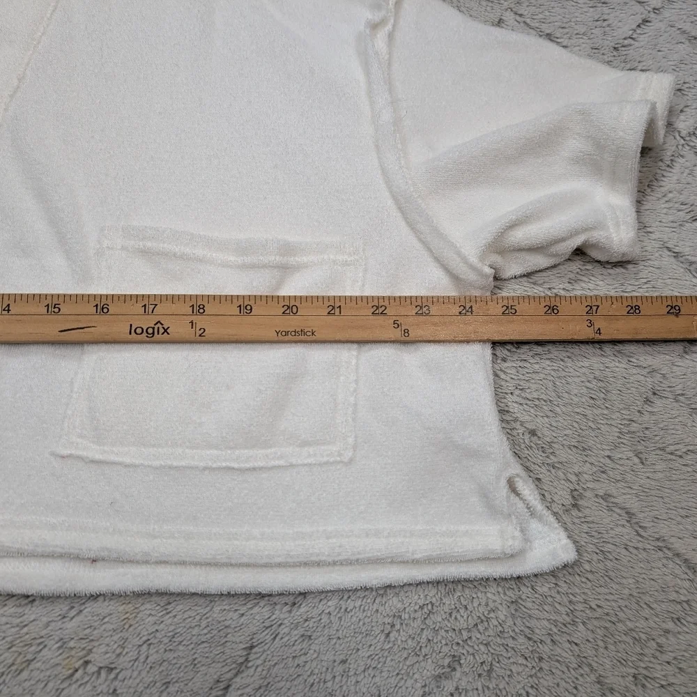 Free People Sweatshirt Womens S White Terry Cloth FP Beach Collar Crop Slouchy