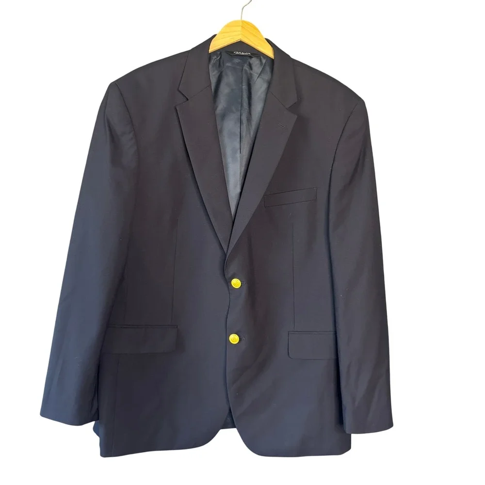 JOS. A.‎ BANK Mens 43R Blazer Jacket Navy Blue Wool Two Button Classic Business