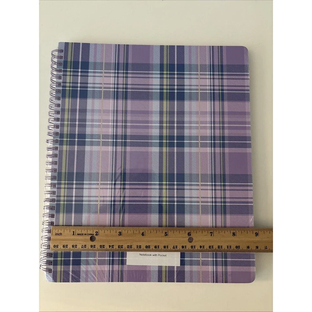 Vera Bradley Large Spiral Notebook with Pocket Amethyst Plaid Print Sealed New!