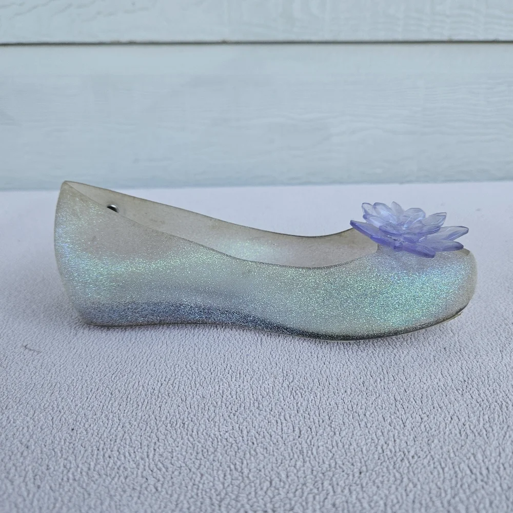 Mini Melissa Mel Ultragirl Frozen Anna Elsa Glitter Flats Shoes SZ 12 Disney
