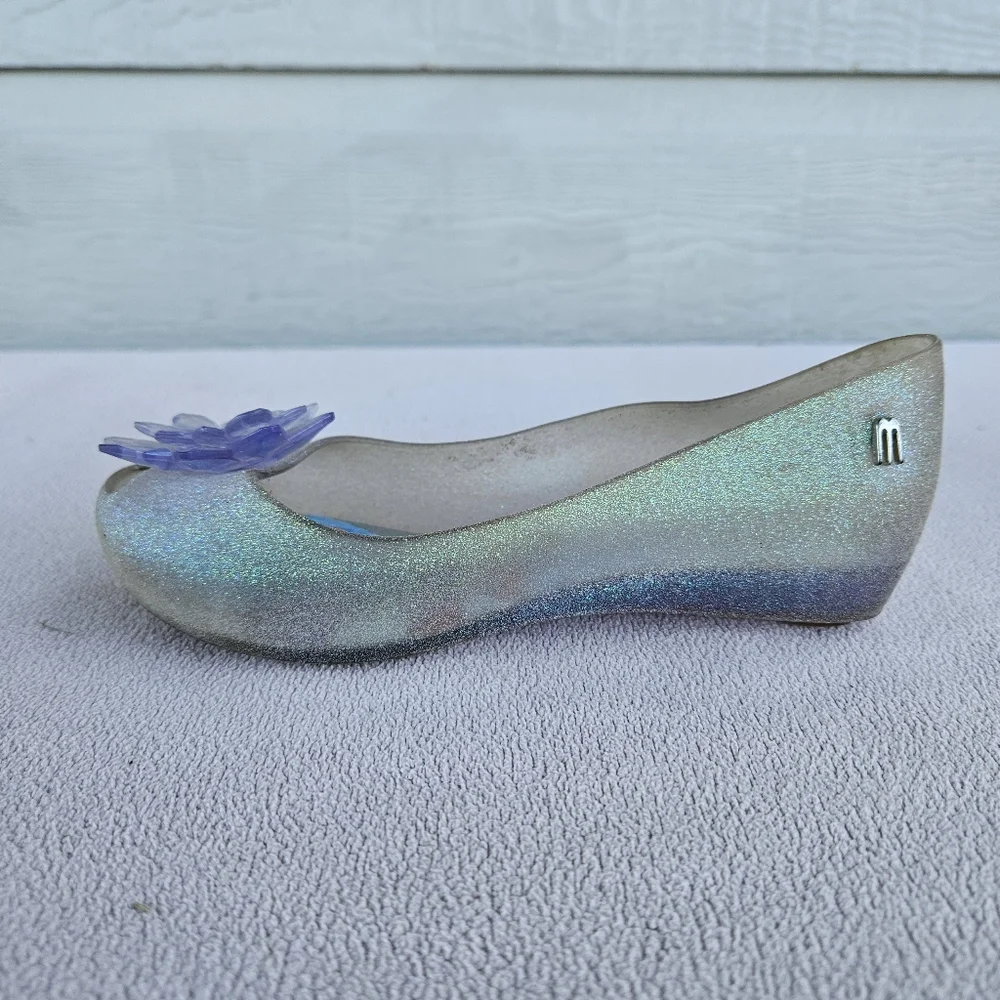 Mini Melissa Mel Ultragirl Frozen Anna Elsa Glitter Flats Shoes SZ 12 Disney