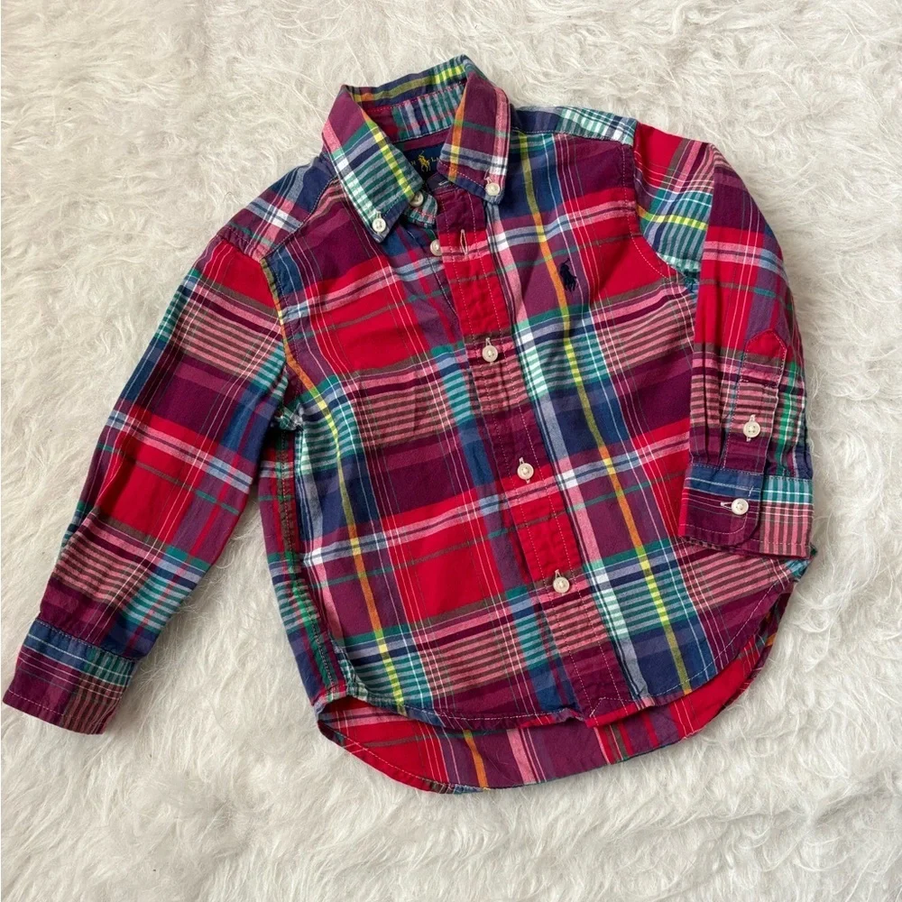 Ralph Lauren Preppy Plaid Button Down Shirt for Handsome Toddler