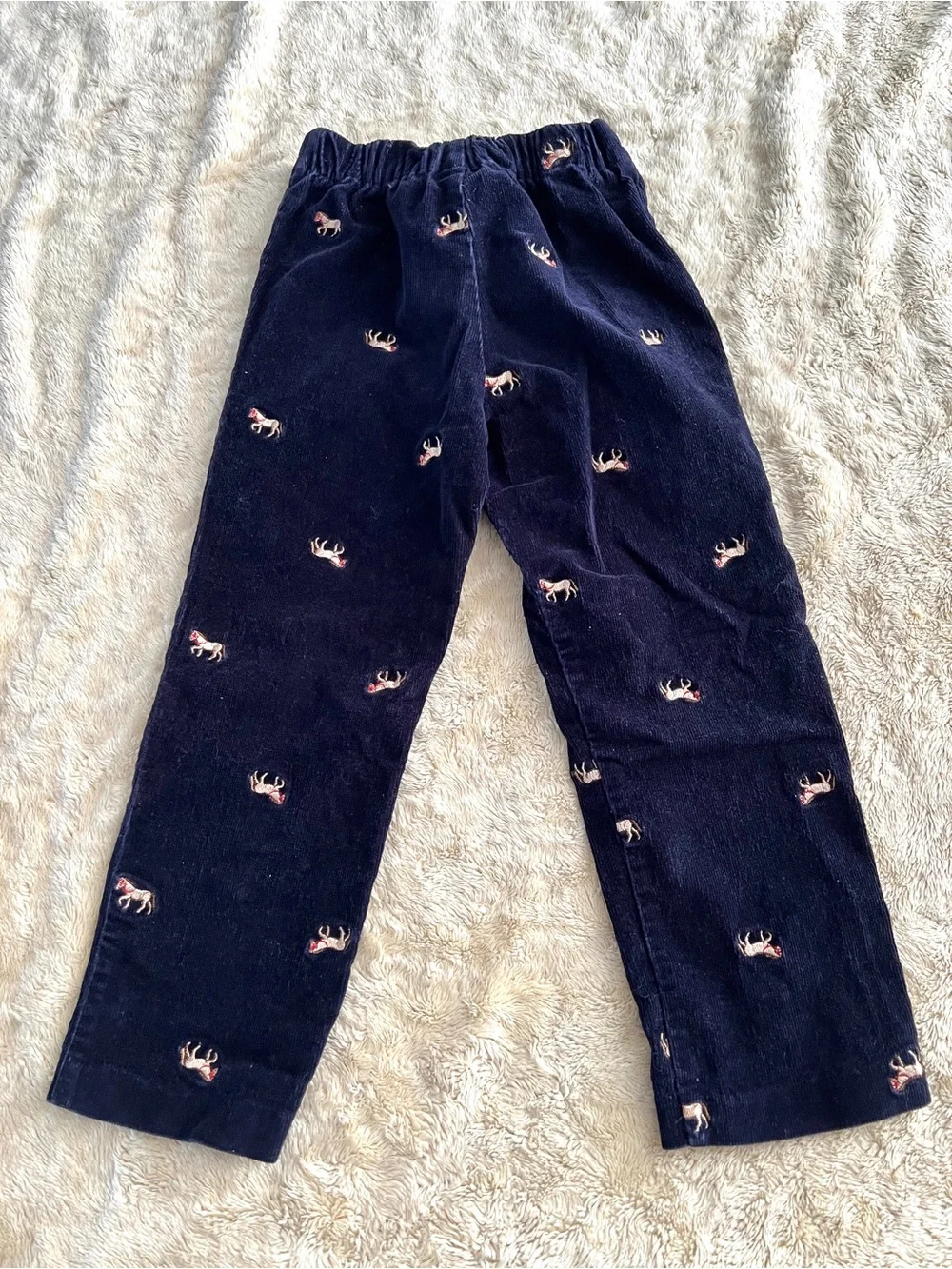 HARTSTRINGS Girl's Blue Corduroy Embroidered Horse Pants Size 5