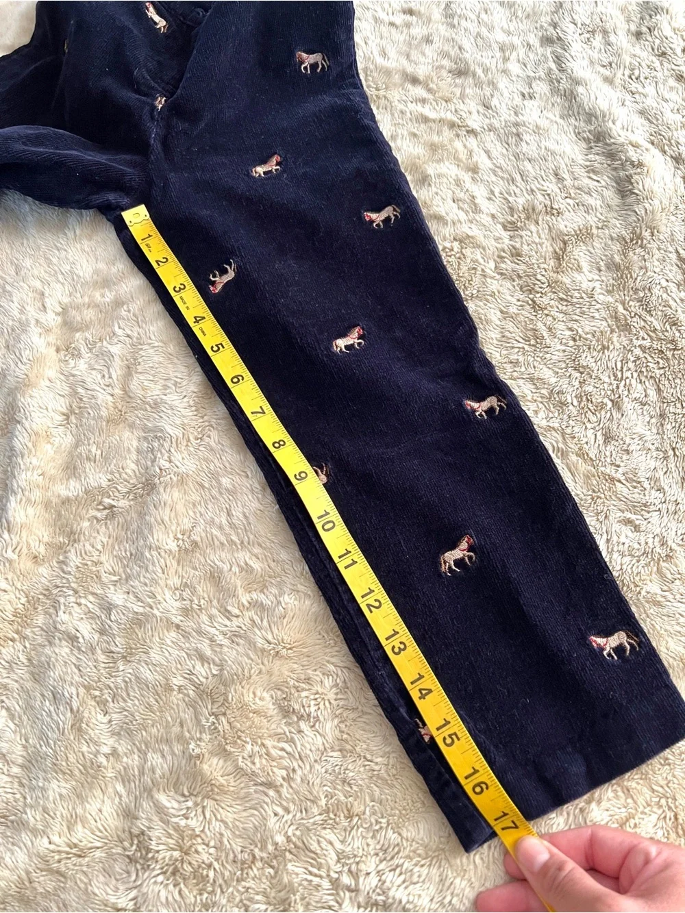 HARTSTRINGS Girl's Blue Corduroy Embroidered Horse Pants Size 5