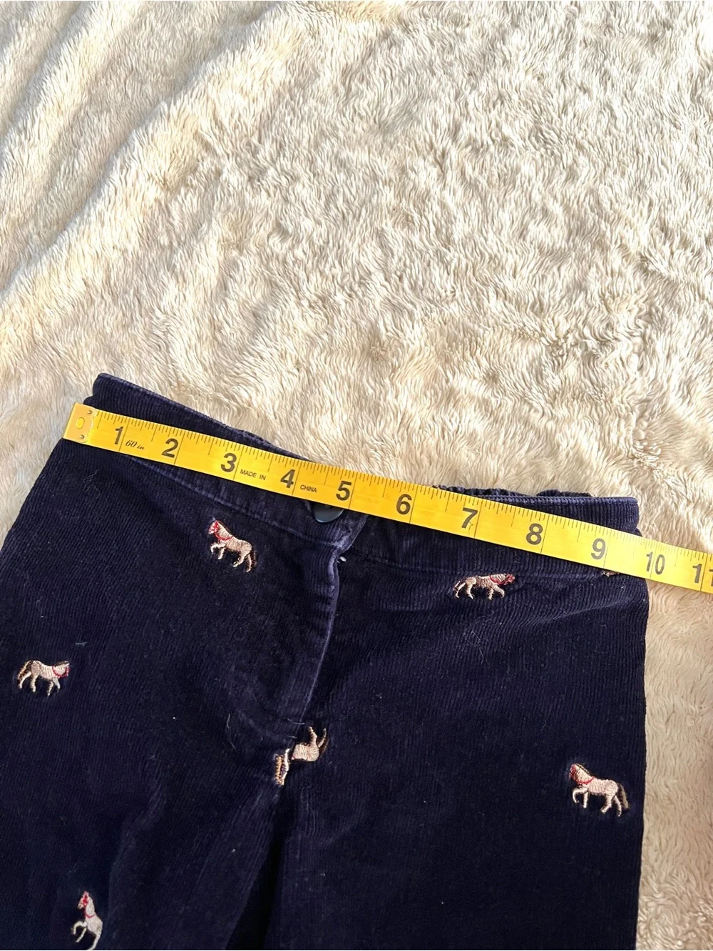 HARTSTRINGS Girl's Blue Corduroy Embroidered Horse Pants Size 5