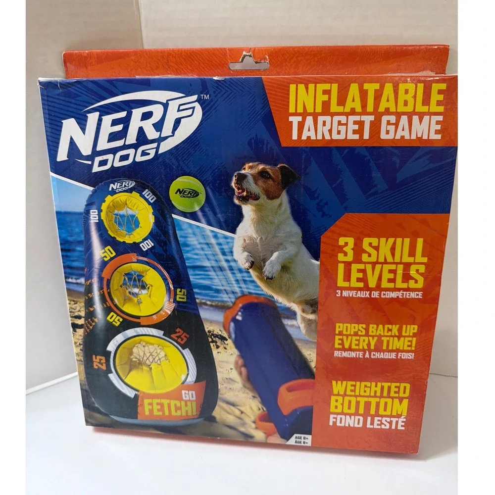 Nerf Dog Inflatable Target‎ Game Weighted Pop Up Fetch Toy Blue Orange NEW