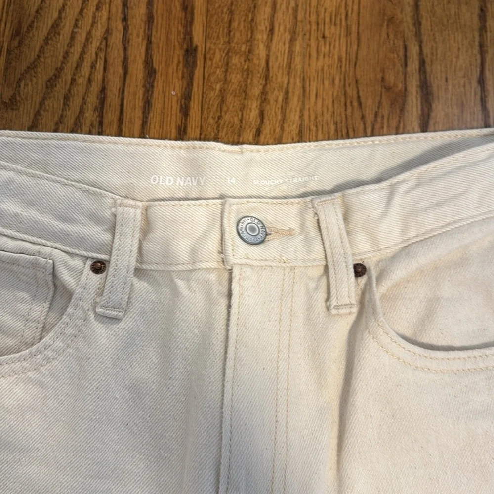 Old Navy Girls Slouchy Straight White Jeans