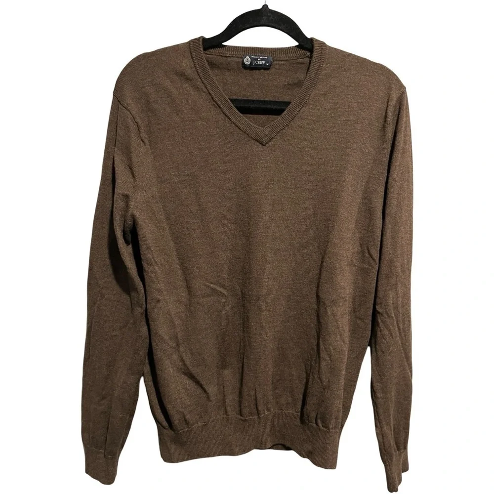 J. Crew Merino Wool V-Neck Chocolate Brown Sweater