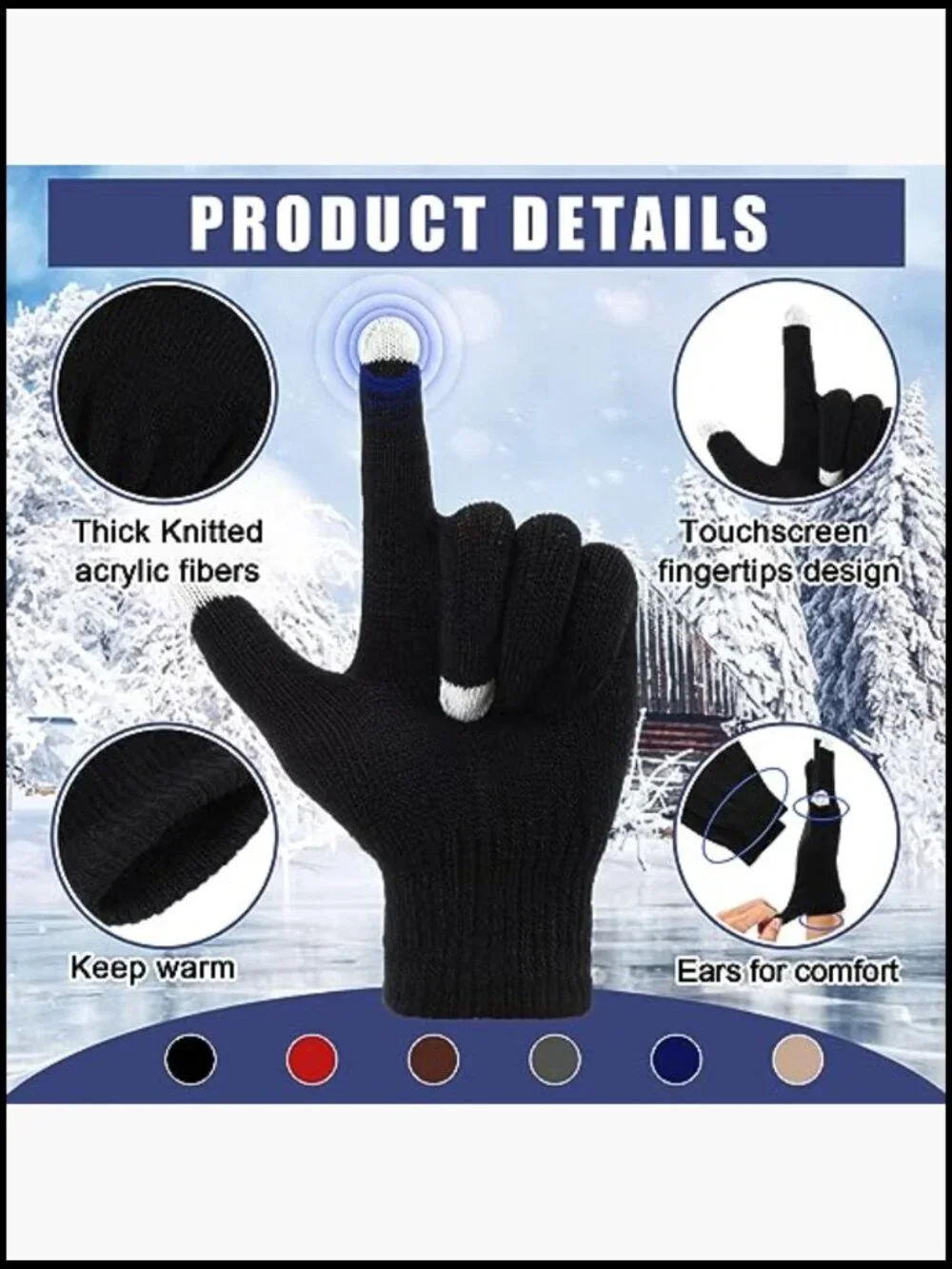 72-Piece Winter Hat Scarf Gloves Set Fleece Lined Beanie Touchscreen Gloves
