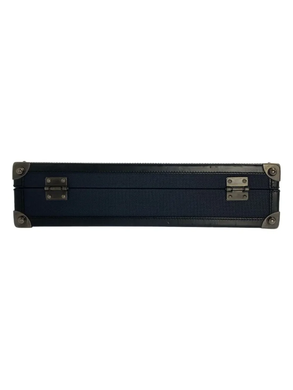 Bottega Veneta Leather Attache Case Navy Black Handbag