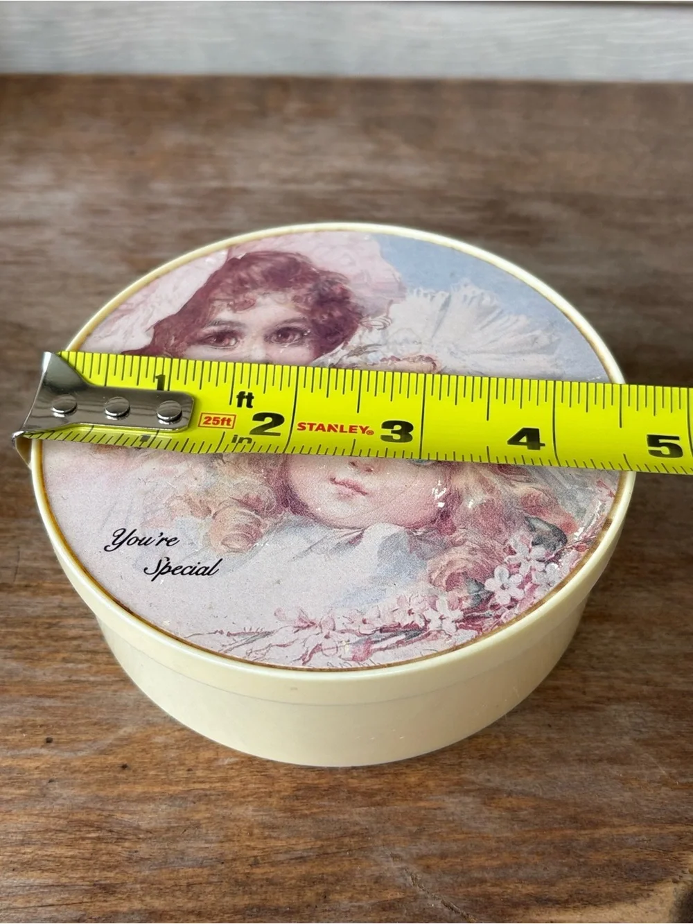Vintage Round Decorative Trinket Box - 'You're Special' Floral Girls Lid 1960’s