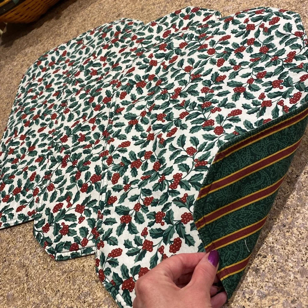 Three Longaberger Holly Placemats WITH FLAWS Holiday