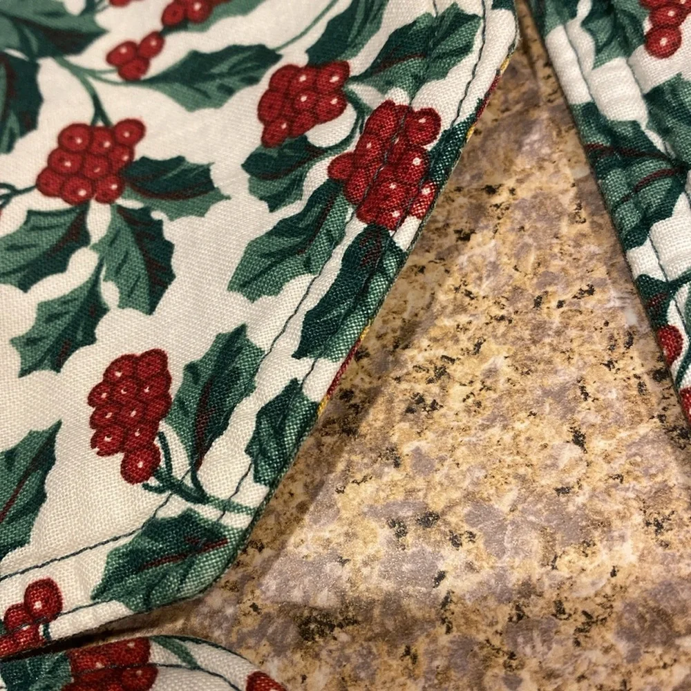 Three Longaberger Holly Placemats WITH FLAWS Holiday