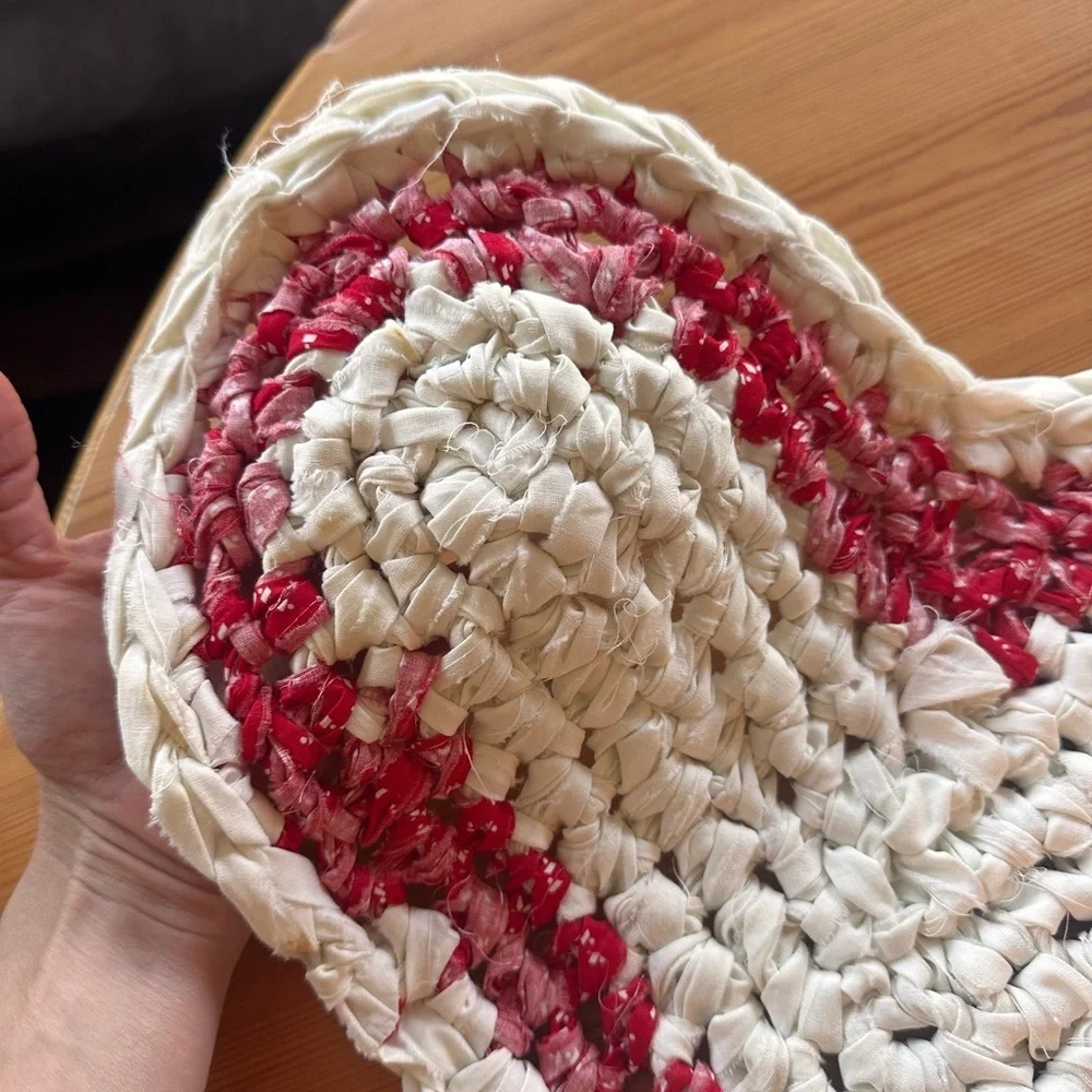 Set of two handmade rag hearts.