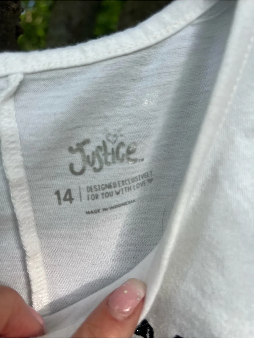 Justice White Girls' Graphic Cold-Shoulder Tee