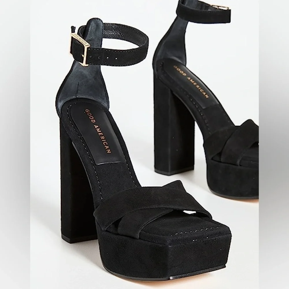 Good American Description Square Toe Platform Heel Sandals