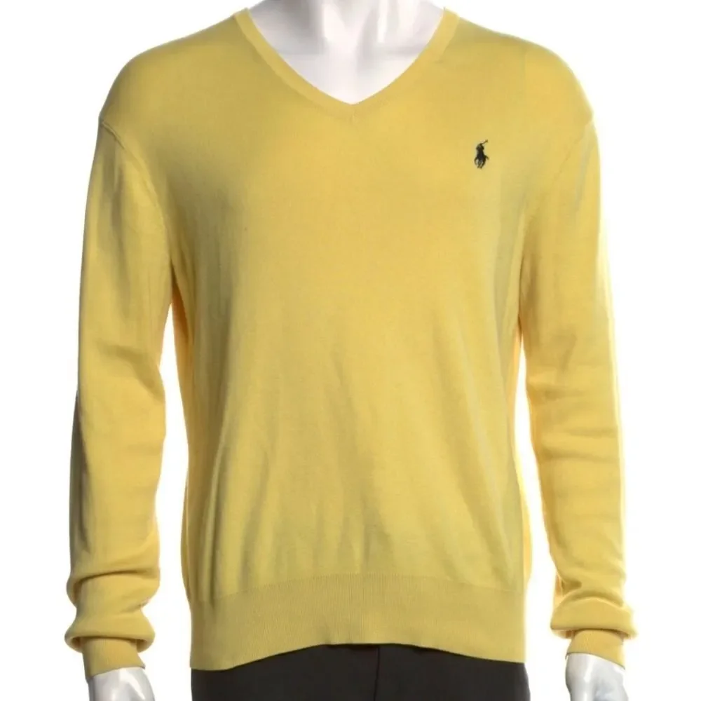 Polo by Ralph Lauren Men's V-Neck Sweater in Sunny Yellow Size XLT