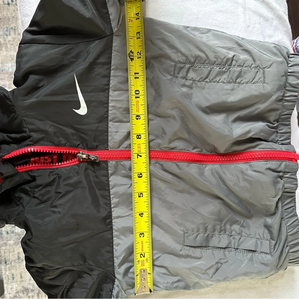 Nike 3T Fleece Lined Hooded Windbreaker Black Gray Jacket Toddler