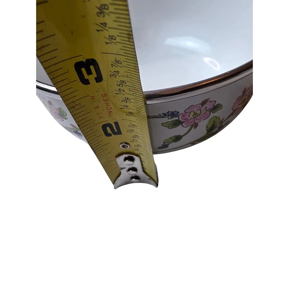 Kobe Kitchen Enamelware Floral Mixing Bowls Set of‎ 2 White Made in Japan 6 G1