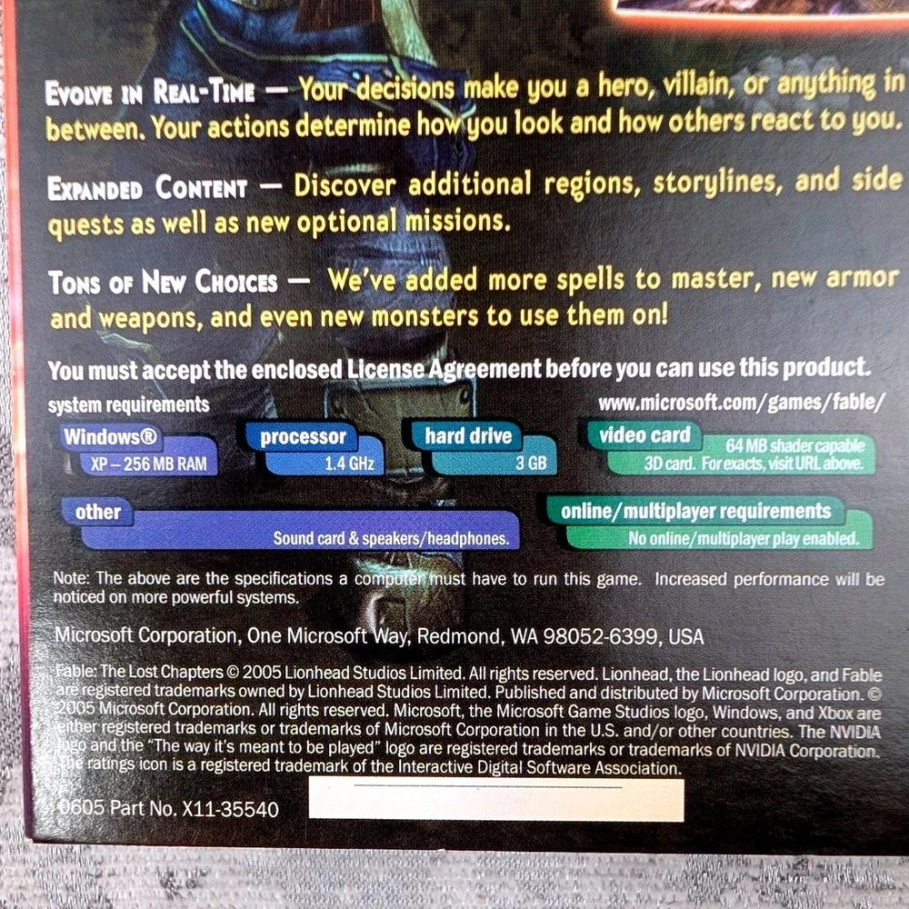 Fable The‎ Lost Chapters PC CD-ROM 2005 Microsoft Lionhead Studios Action RPG M