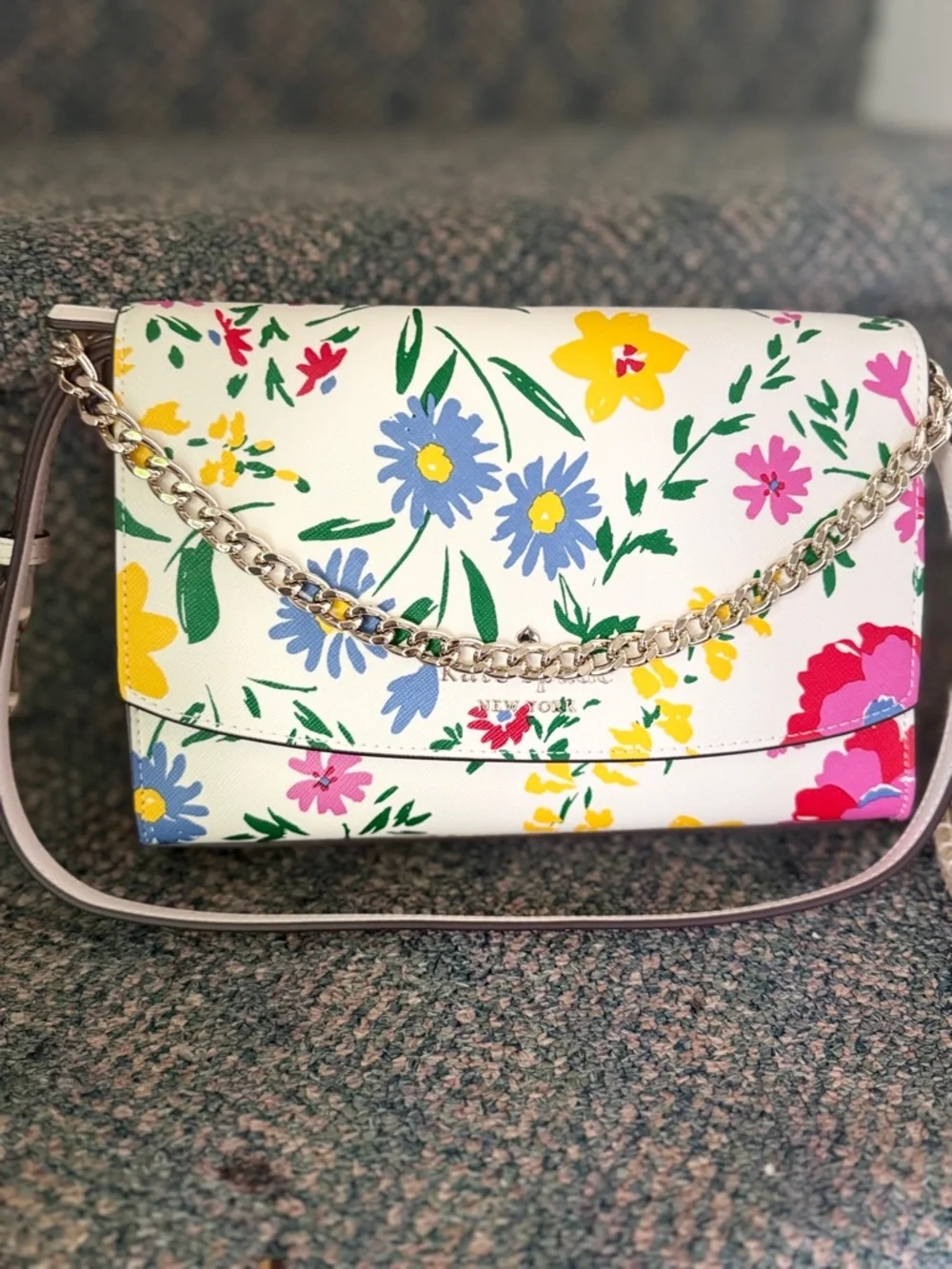 Kate Spade White Floral Crossbody & Matching Slide Sandals 8.5 Mother’s‎ Day