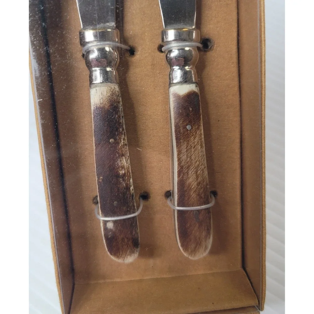 Williams‎ Sonoma Brown Bone & Stainless Spreaders Cheese Knife Set NEW Old Stock