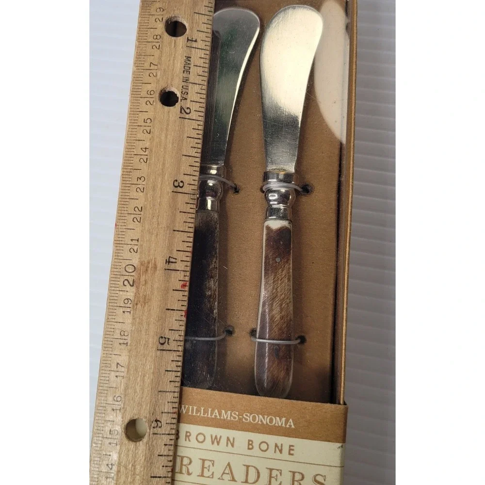 Williams‎ Sonoma Brown Bone & Stainless Spreaders Cheese Knife Set NEW Old Stock