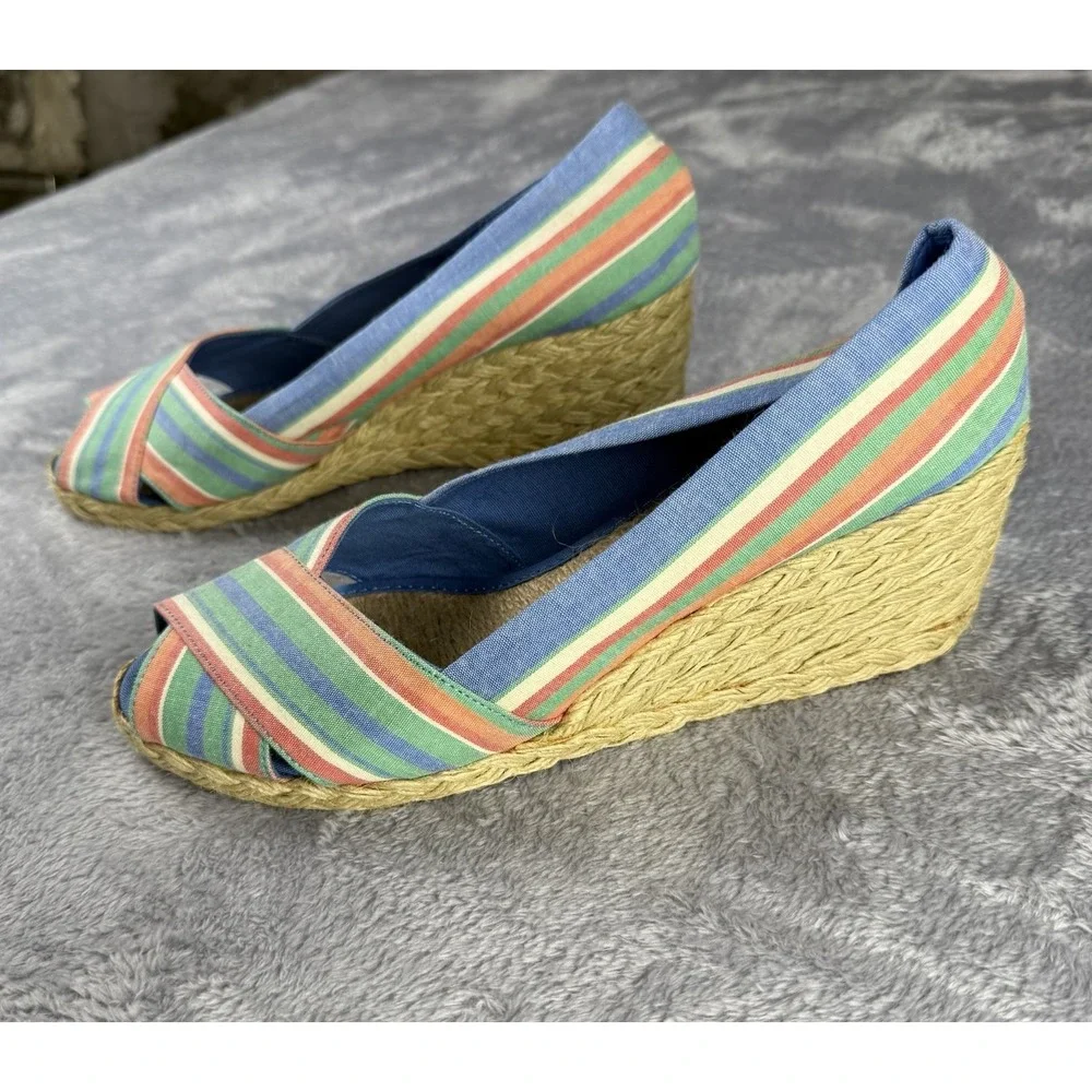 Ralph‎ Lauren Multicolor Espadrille Wedge Sandals Women's 9 B Summer Feminine