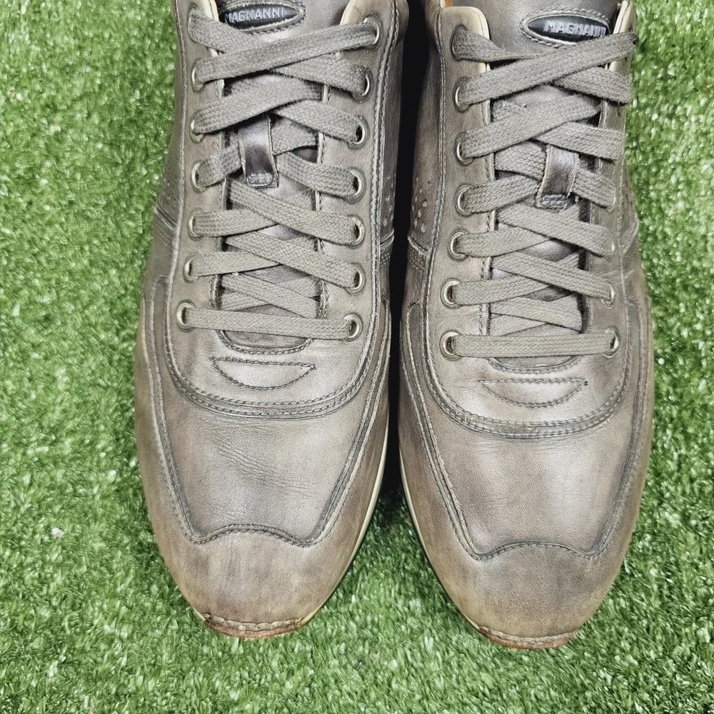 Magnanni Cristian Gray Leather Casual Lace Up Sneakers Mens Size 11 M
