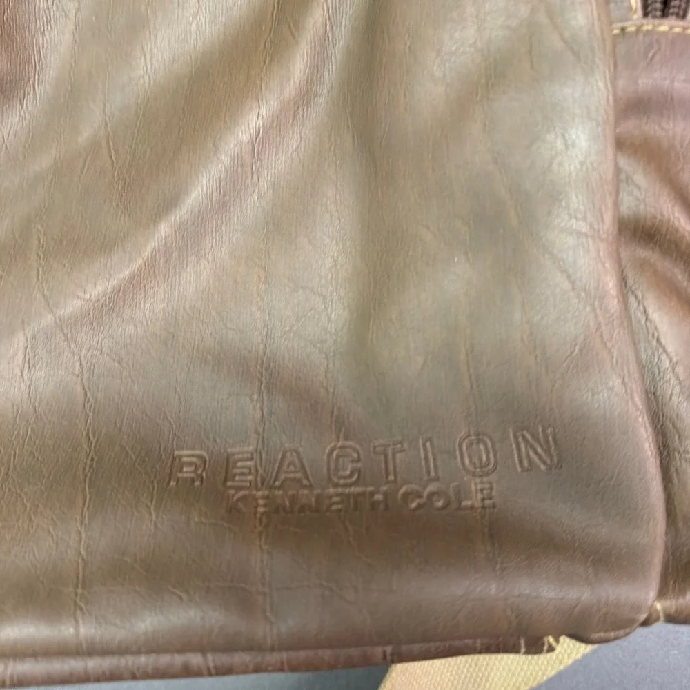 Kenneth Cole Reaction Brown Faux Leather Crossbody Messenger Bag Travel Satchel