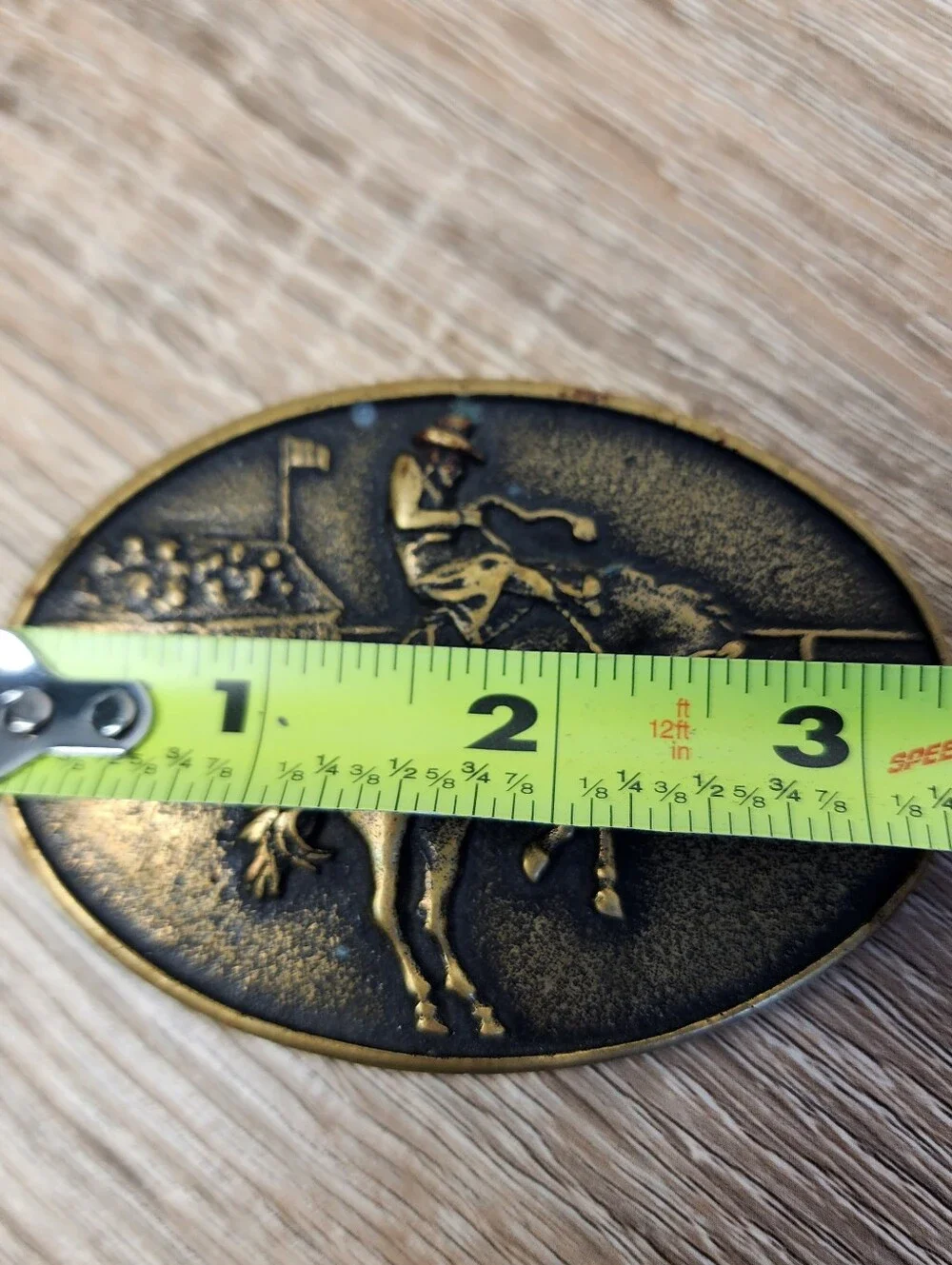 VINTAGE Solid Brass Bronc Riding Cowboy Rodeo Belt Buckle USA