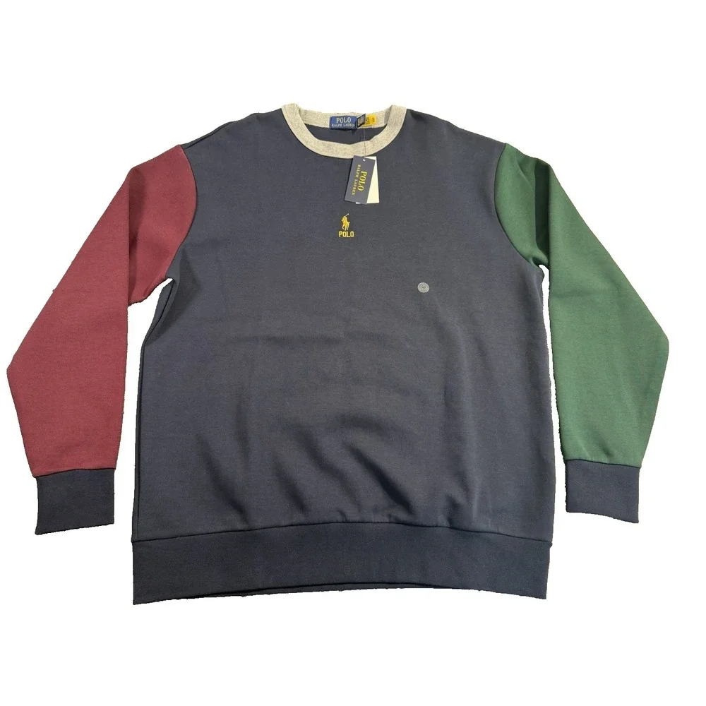 Polo Ralph Lauren Colorblock Sweatshirt Mens‎ XLT Pony Blue Green Burgundy TALL