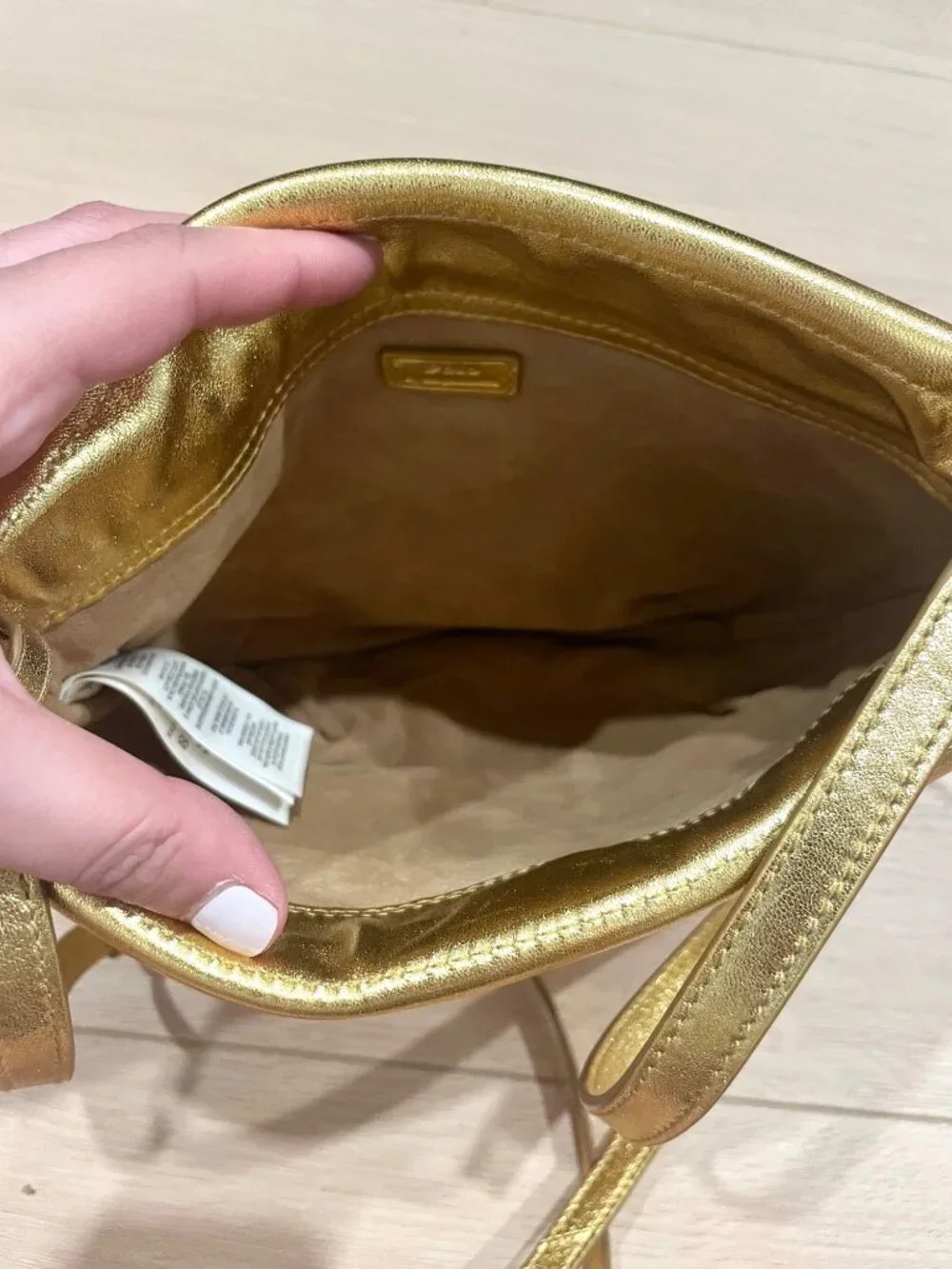 NWT Polo Ralph Lauren Blue Label Gold Crossbody Bag Leather