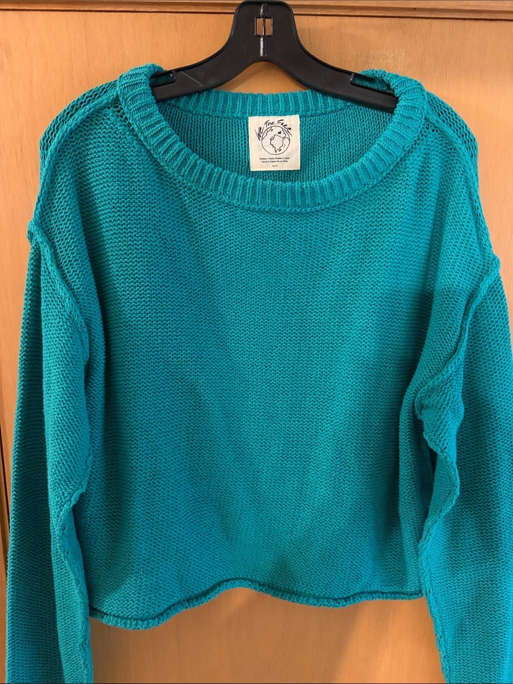 We the Free Free People Women’s Inside Out Cropped Crewneck Sweater Teal XS