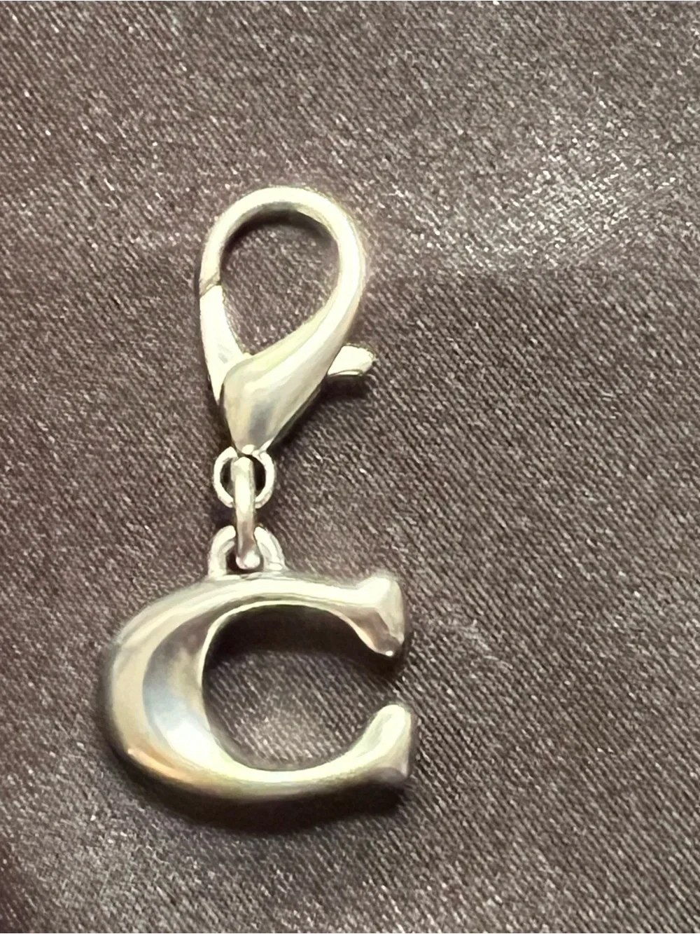Coach Silver Letter C Charm Lobster Clasp