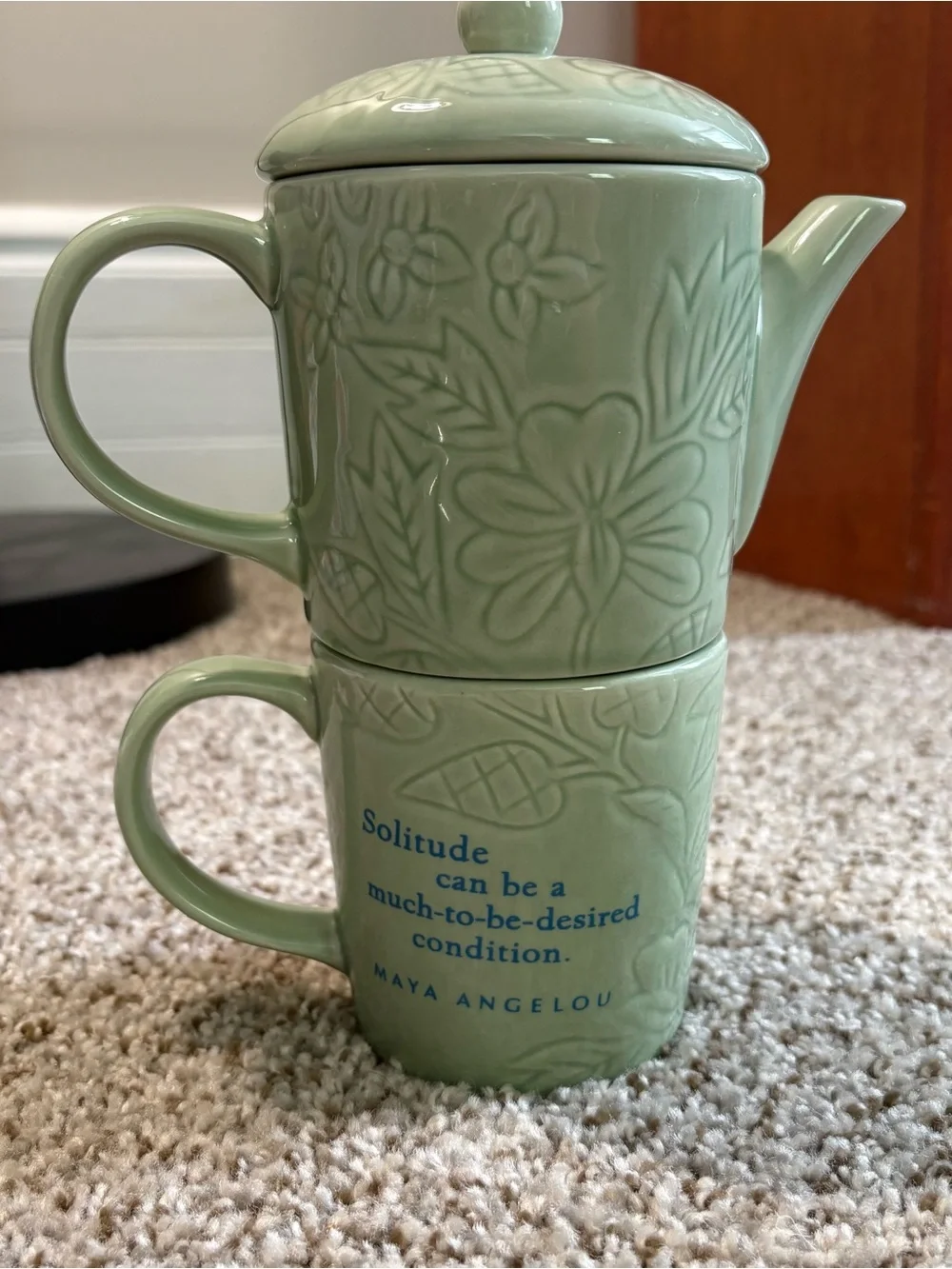 Hallmark Celadon Green Stacked Teapot Mug Set