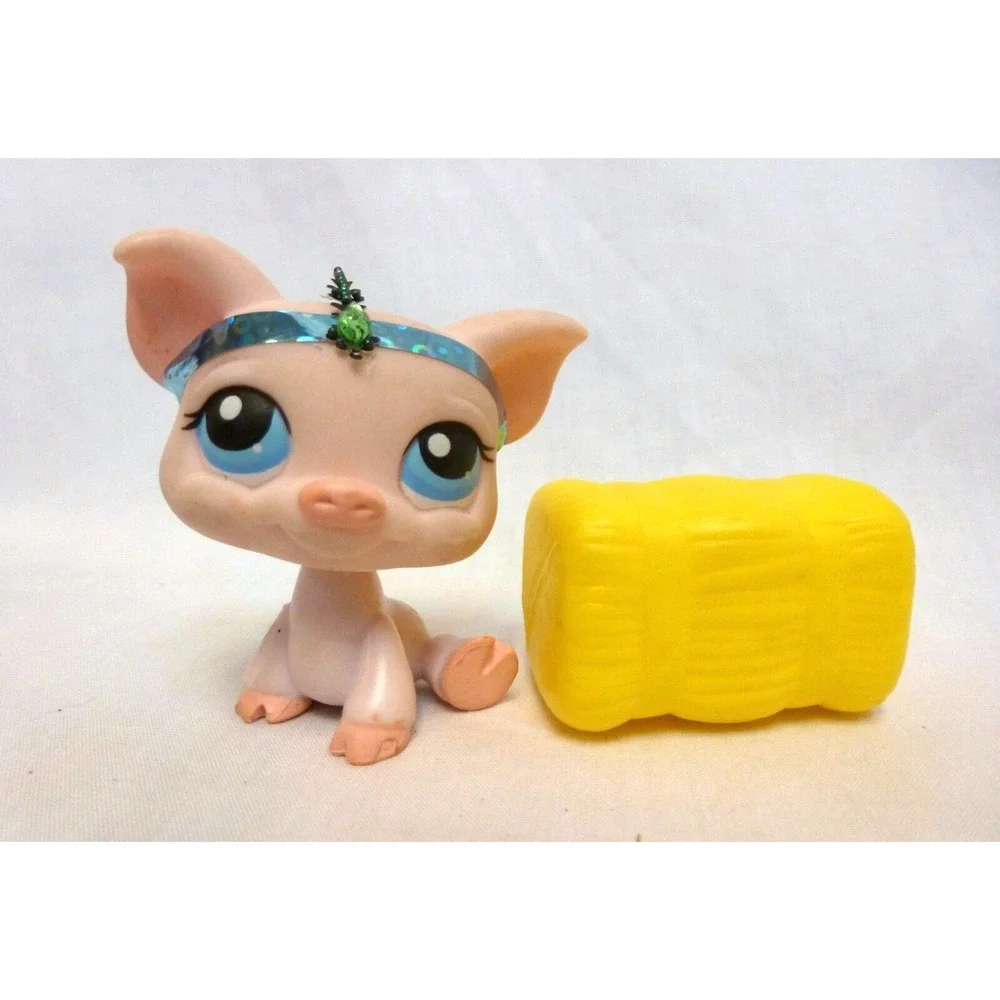Littlest Pet Shop #87 Pink Pig with Blue Eyes Pink Bow LPS