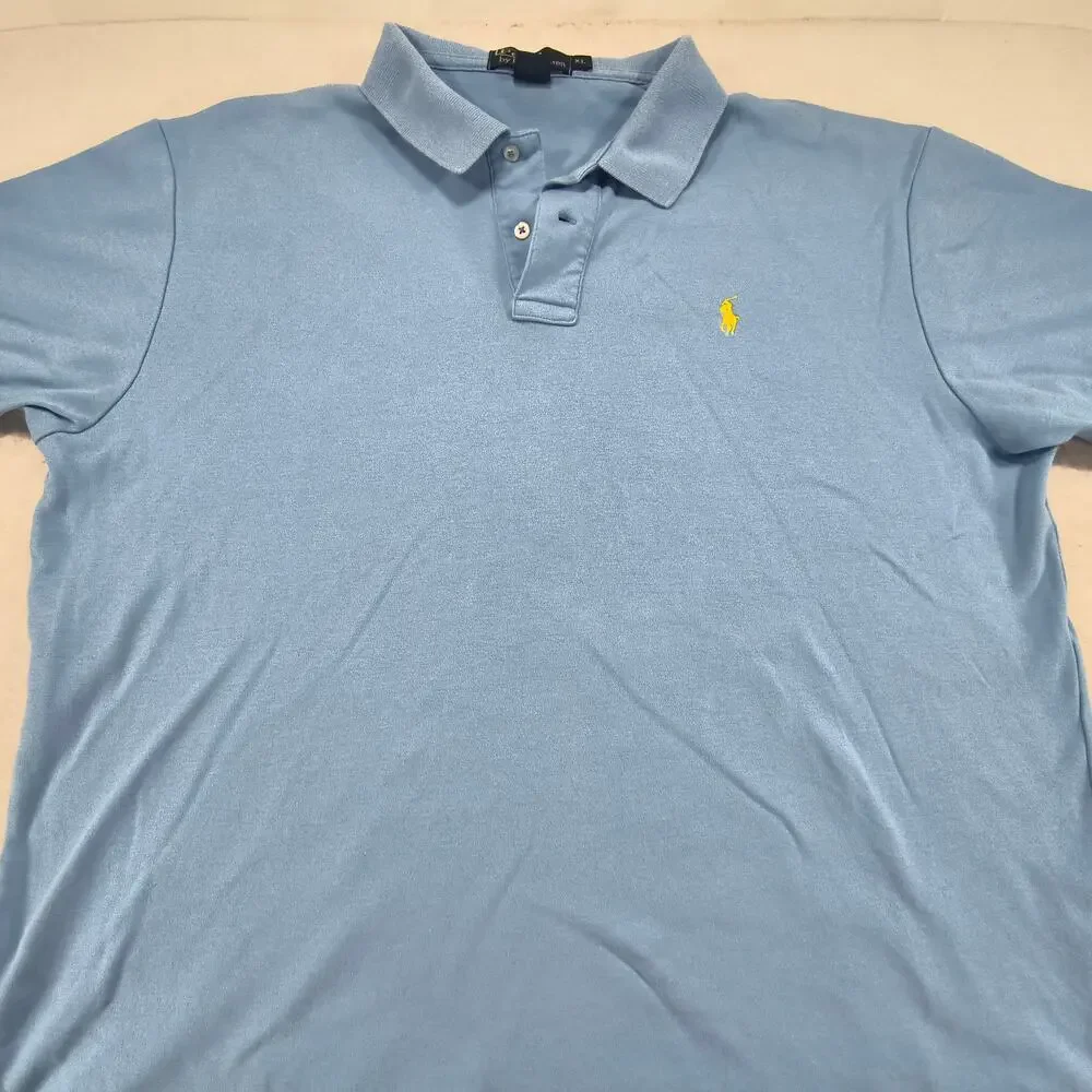 Polo by Ralph Lauren Collared Short Sleeve Polo Shirt Mens Size XL Blue Yellow