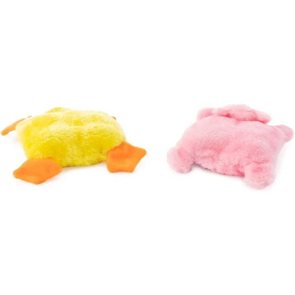 ZippyPaws Skinny Peltz No Stuffing Squeaky Plush Dog Toy Set Duck and Pig 2-Pack