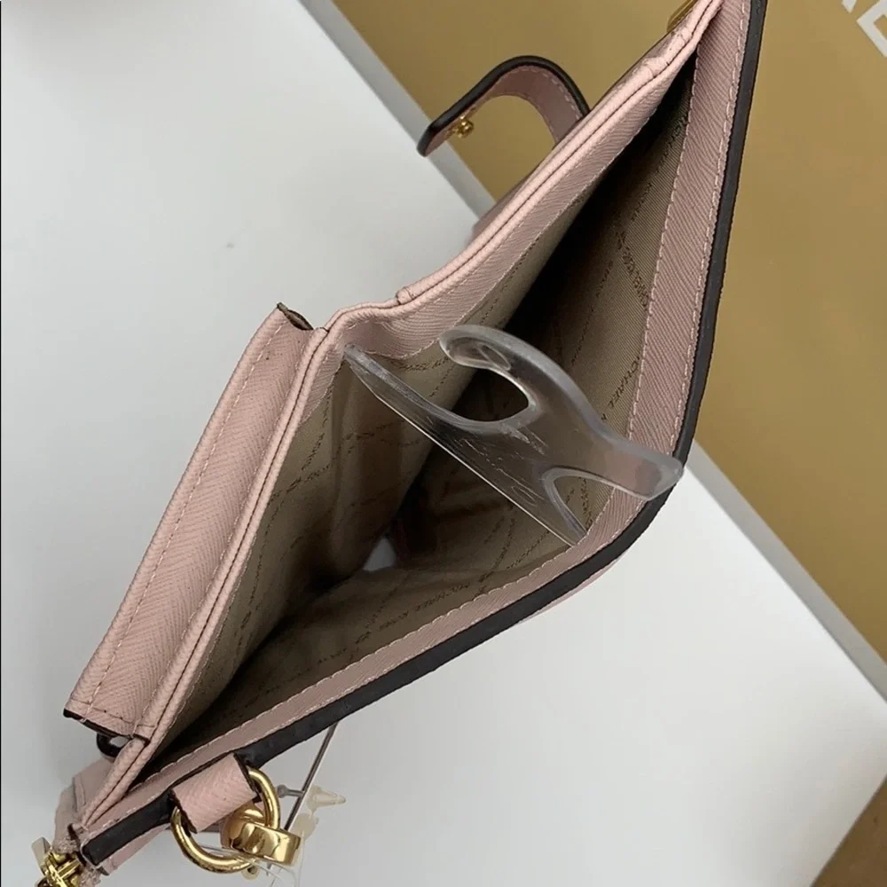 MICHAEL KORS LG DOUBLE ZIP WRISTLET BLOSSOM POWDER BLUSH NWT