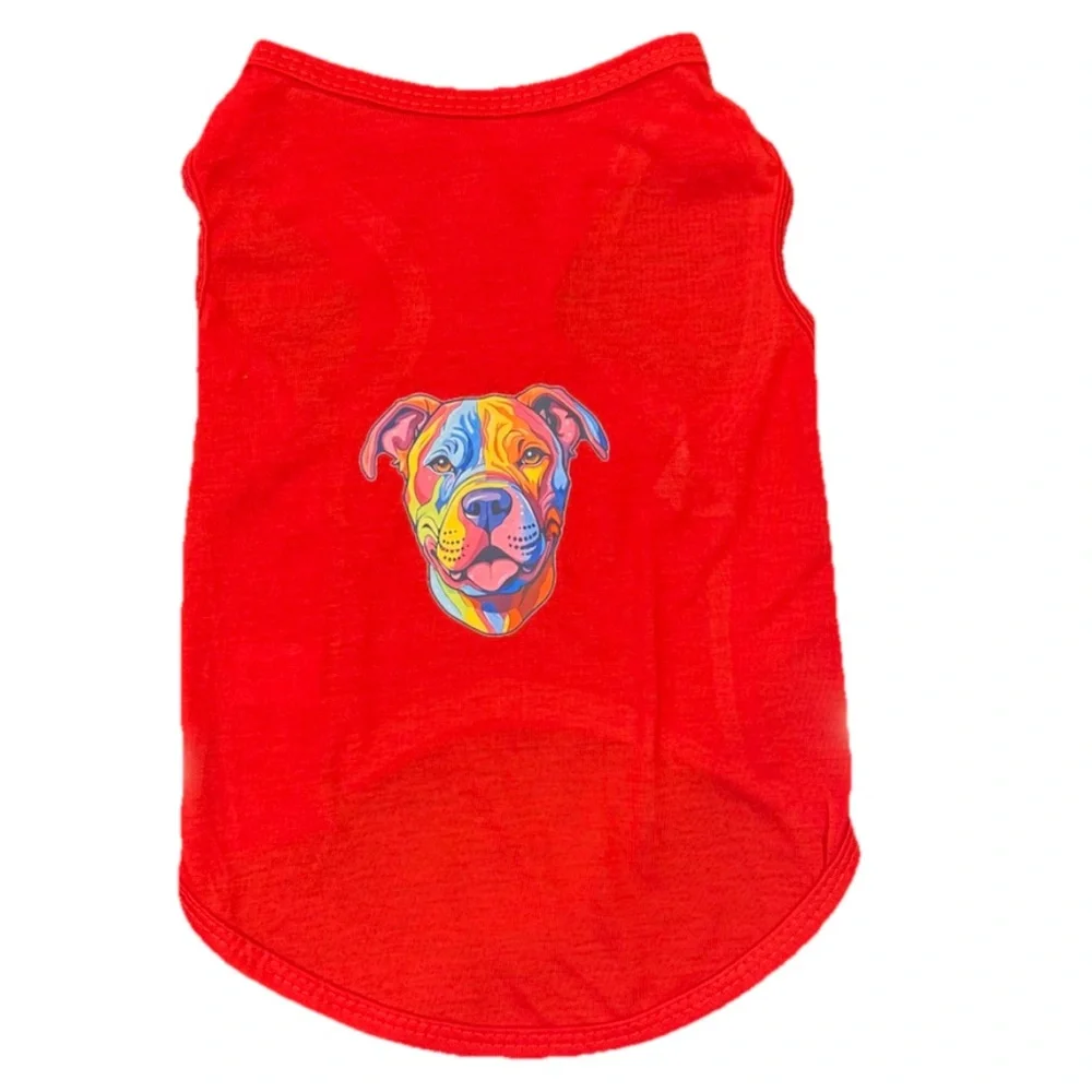 Dog T-Shirt with Graphic Red Size Medium