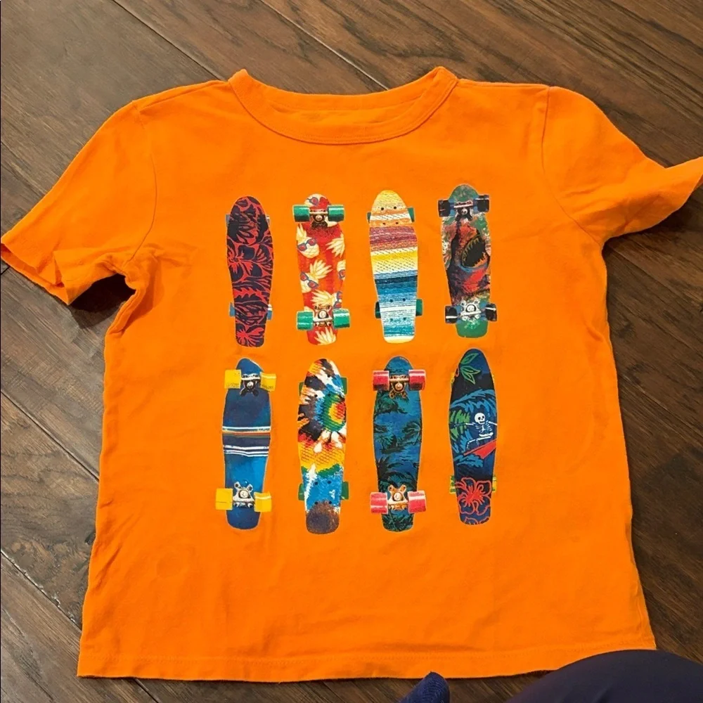 GAP Bright Orange Tee with Skateboard Print