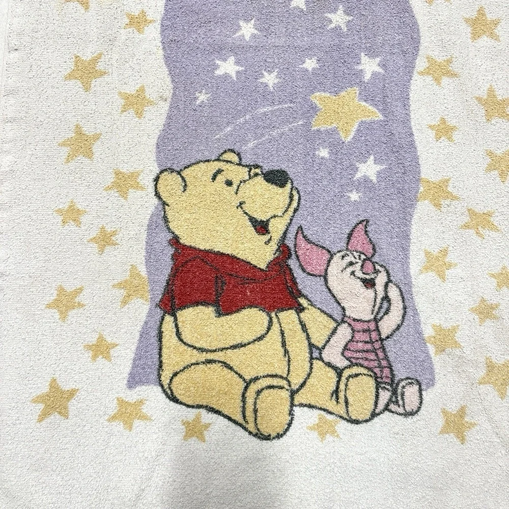 Vintage Winnie the Pooh Towel 90s Piglet Stars Bath Beach Towel Made USA Cotton