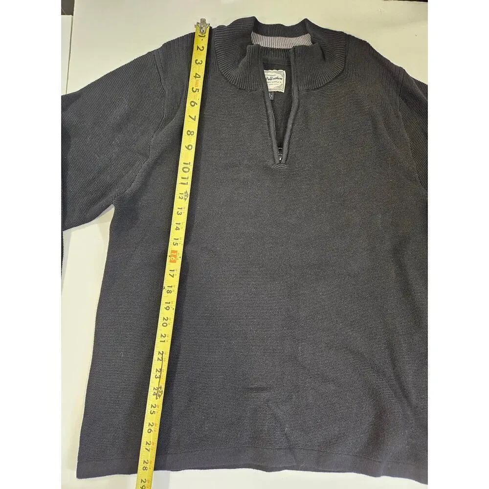 Flag & Anthem Pullover Sweater Men's Size XL Black Knit 1/4 Zip Long Sleeve