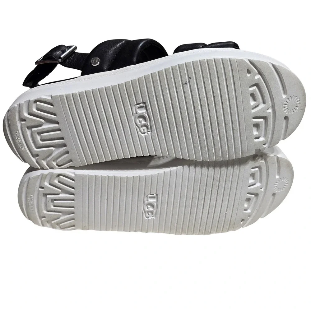 UGG‎ Ashton Slide Black Leather Puffy Platform Slingback Sandals 1124997 Mens 8