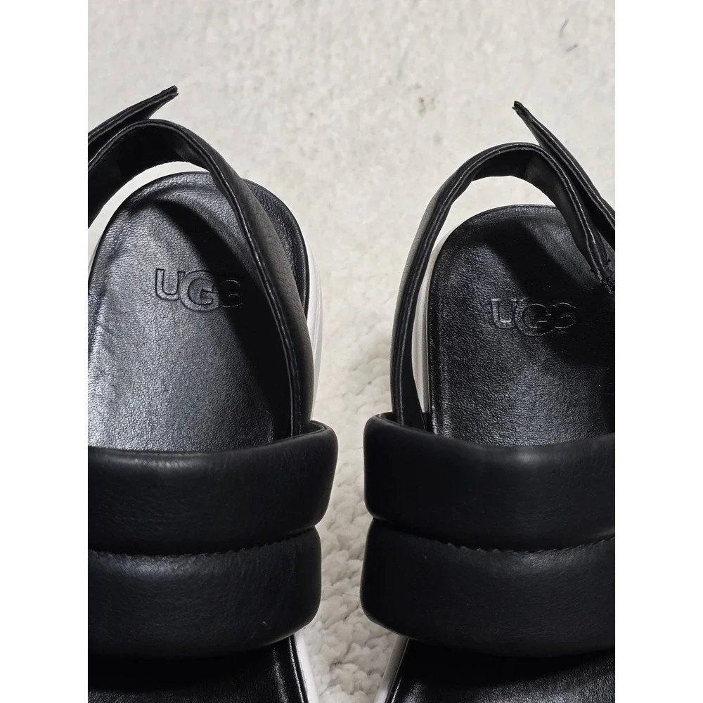 UGG‎ Ashton Slide Black Leather Puffy Platform Slingback Sandals 1124997 Mens 8
