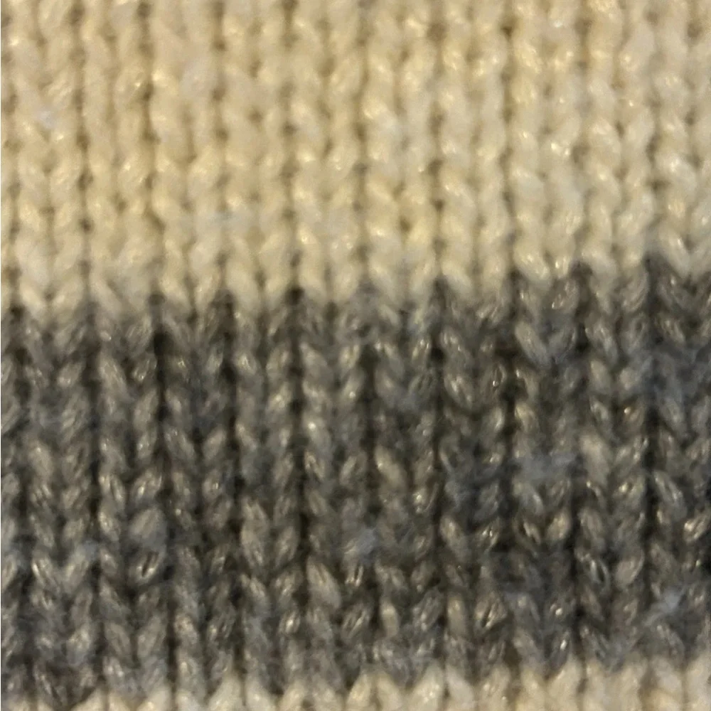 Banana Republic Womens Italian Yarn Sweater Small Ivory Gray‎ Striped Wool Blend