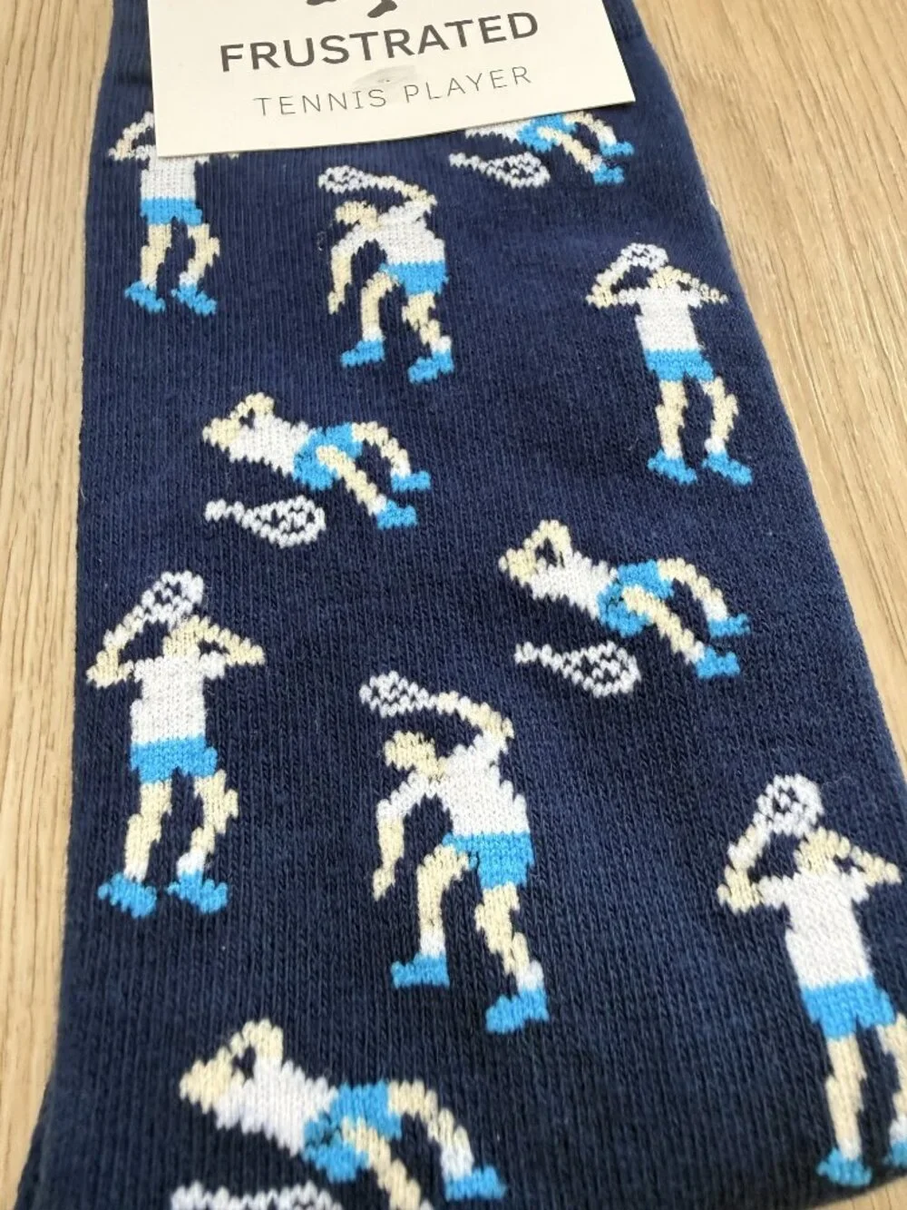 Feetopia Novelty Frustrated Tennis Socks Navy Blue M-8-13 NEW